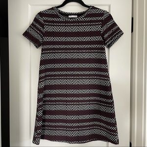Zara Burgundy Black Stripe Dress